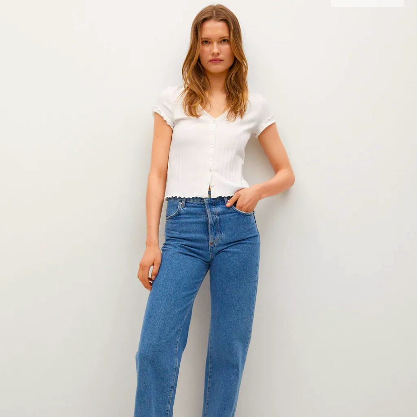 Mango Button Ribbed Tshirt